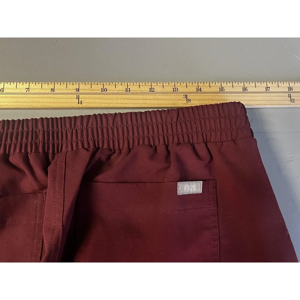 Figs Scrub Pants Womens Medium Red Technical Collection Cargo Pockets Drawstring